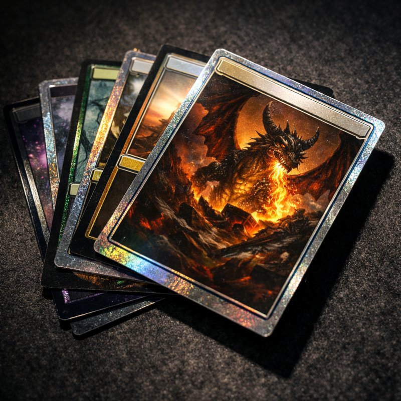 Premium trading cards fanned out on dark felt showing the variety of pulls a reseller might evaluate for secondary market value