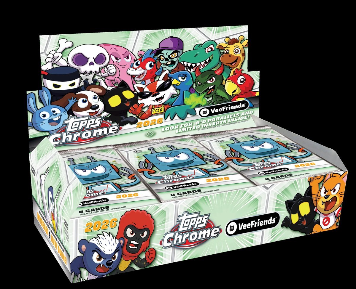 Sealed trading card hobby box on a reseller's desk with a calculator and British pound coins, representing the UK resell market for 2026 Topps Chrome VeeFriends.