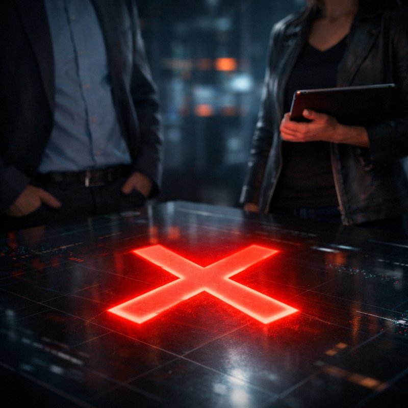 Glowing red rejection symbol on a dark digital background representing raffle platform detection and account disqualification before the draw runs