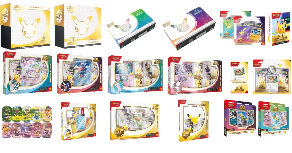Real product photo for How to buy Pokémon 30th Anniversary sets at retail in the UK