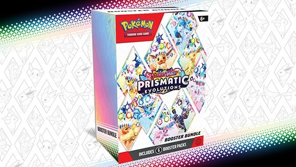 Pokemon Prismatic Evolutions Booster Bundle boxes stacked on a desk for UK reselling