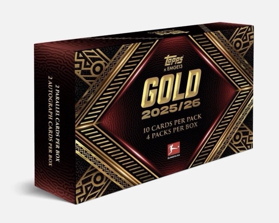 Topps Bundesliga hobby box with football card pulls arranged for UK resale