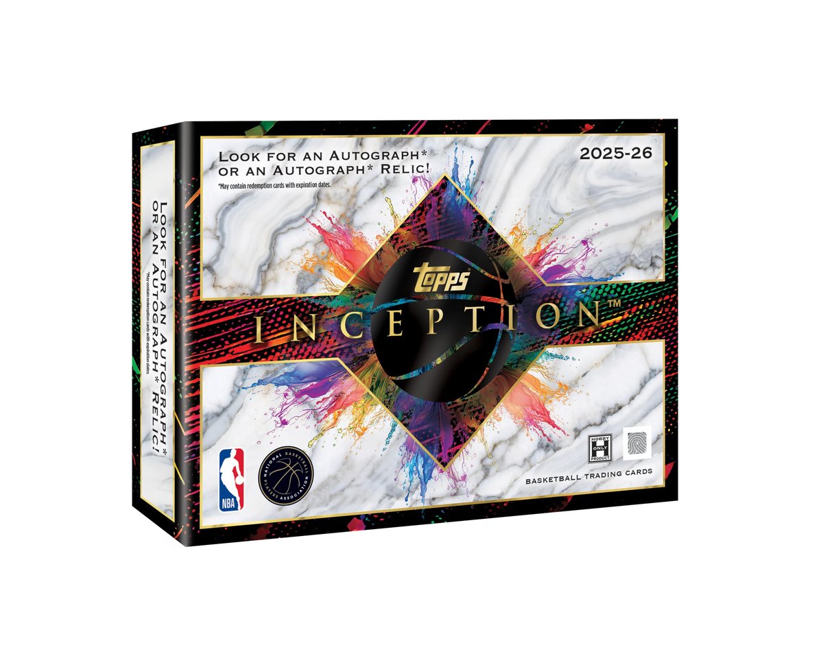 Sealed Topps Inception Basketball 2025-26 hobby box flat lay for UK resell guide