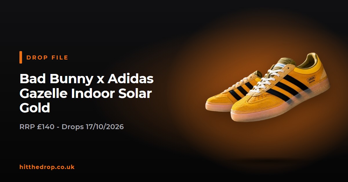 Bad Bunny x Adidas Gazelle Indoor Solar Gold UK drop file