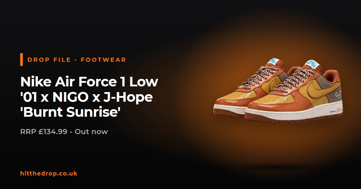Nike Air Force 1 Low '01 x NIGO x J-Hope 'Burnt Sunrise' UK drop file